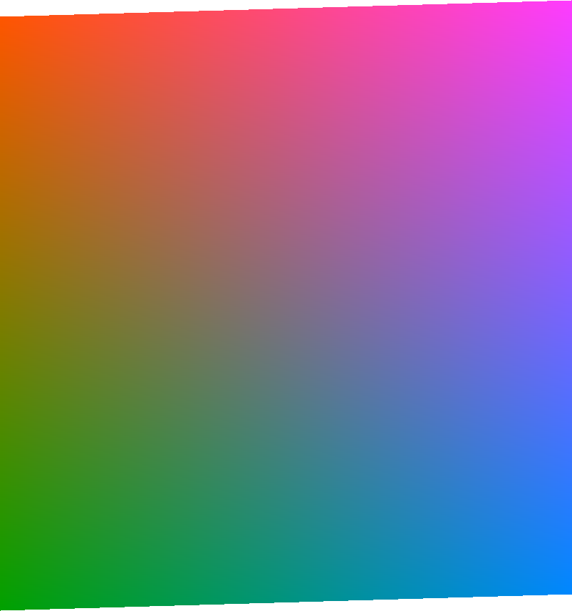 A colorful parallelogram; the intersection between the color cube nad the perceived-lightness equals threshold plane